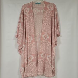Chris & Carol Blush Pink Tribal Cover Up Open Cardigan Size Medium